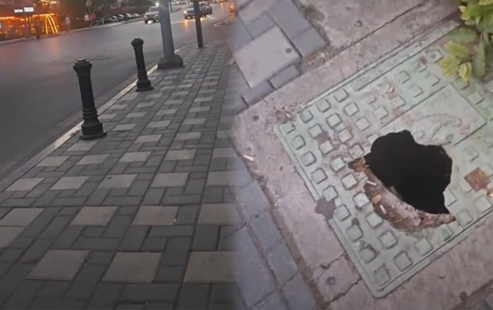 Bura bir uşaq düşsə, faciə olacaqdı... - Video