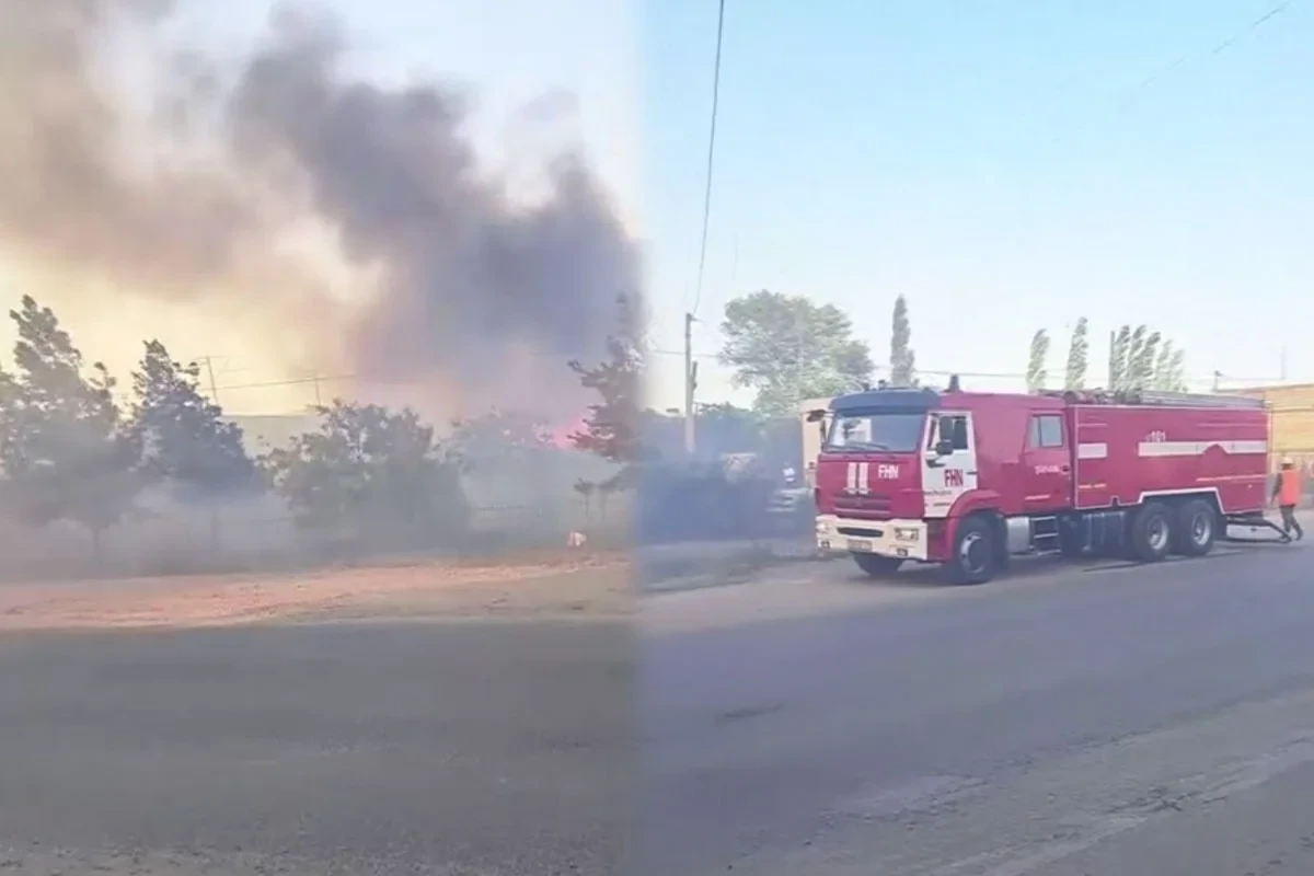 На открытой местности в Ширване произошел пожар - ВИДЕО