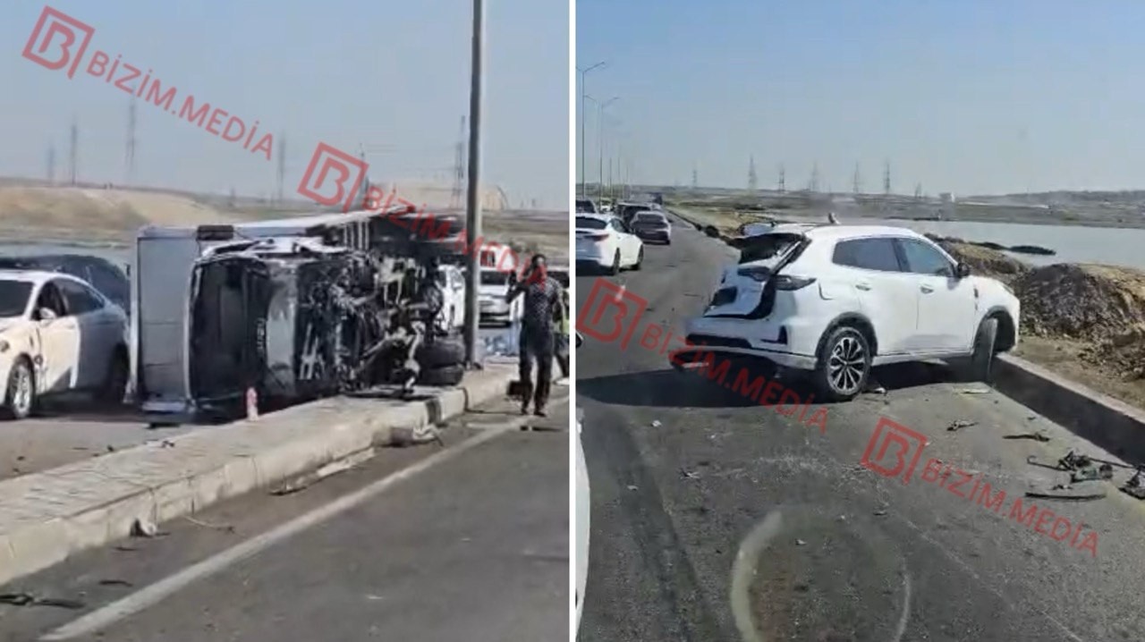 Böyükşor yolunda AĞIR QƏZA – Su bidonları yola dağıldı –