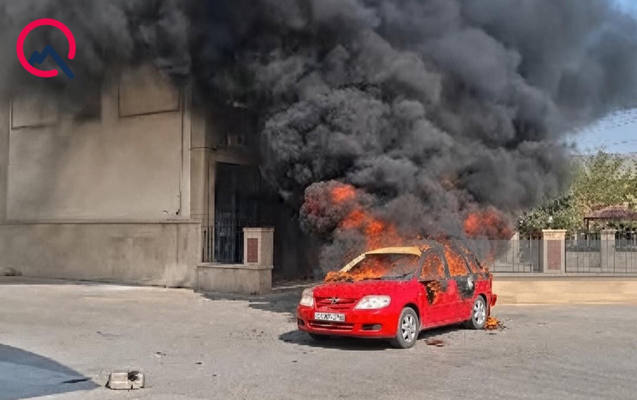 Yevlaxda “Toyota” yandı - Video