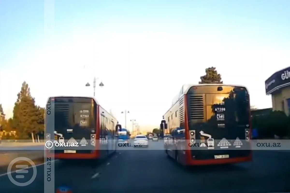 "BakuBus" sürücüləri avtobus zolağını bəyənməyib yarışa çıxdılar - VİDEO