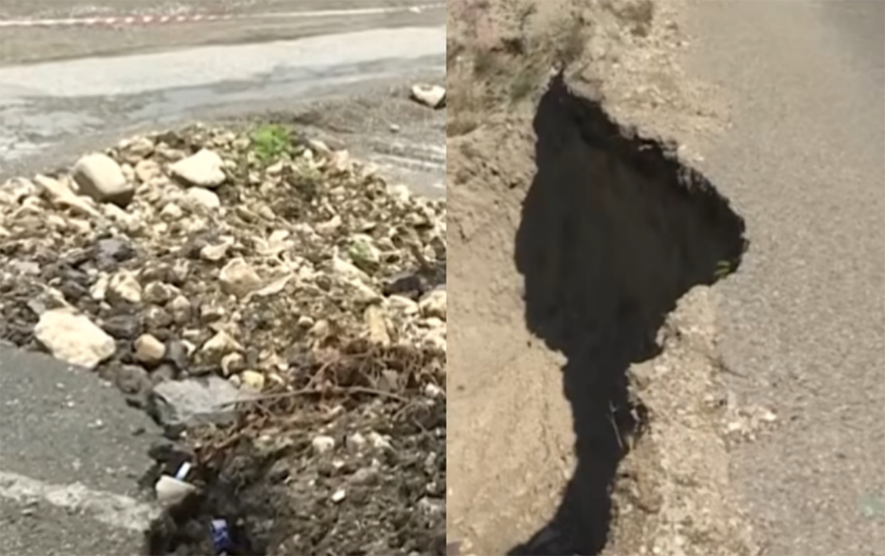 Quba-Xınalıq yolu çökdü - Video