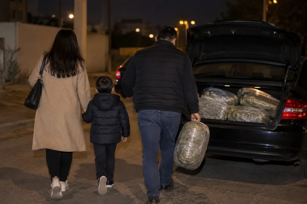 Bakıda kişi 40 kiloqram marixuananı götürməyə arvadı və uşağı ilə getdi