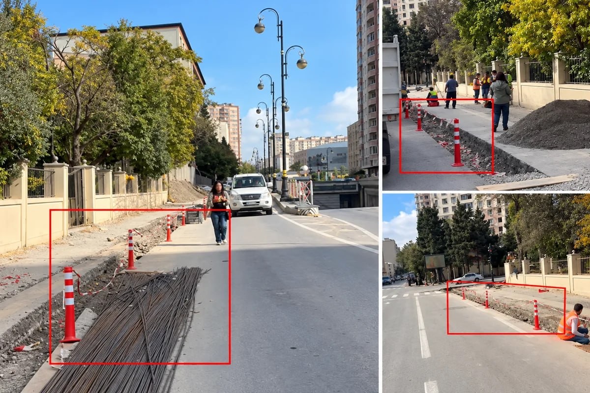 Təbriz küçəsində təhlükəli vəziyyət: Təmir ərazisində yol nişanları yoxdur –
